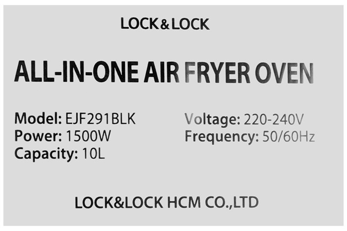 Lò nướng Lock&Lock EJF291BLK 10 lít Màu Đen
