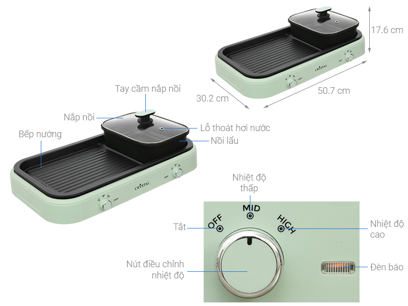 Bếp lẩu nướng đa năng Crystal HY-6320