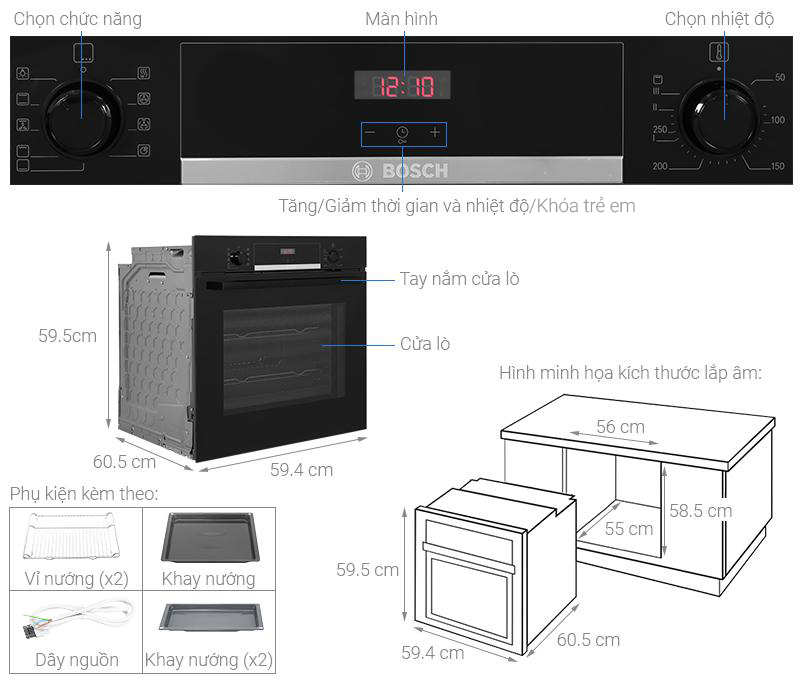 Lò nướng âm Bosch HBS534BB0B 71 lít