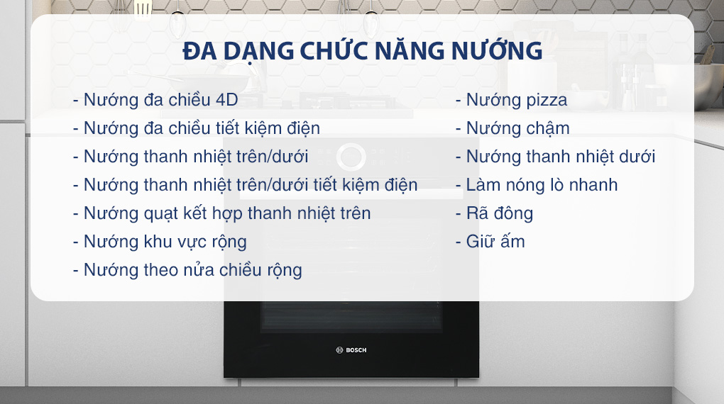 Lò nướng âm Bosch HBG634BB1B 71 lít​ - Chức năng