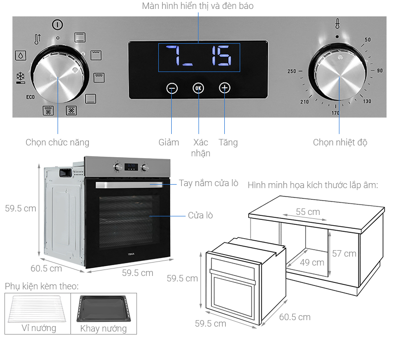 Lò nướng âm Teka HCB 6435 70 lít
