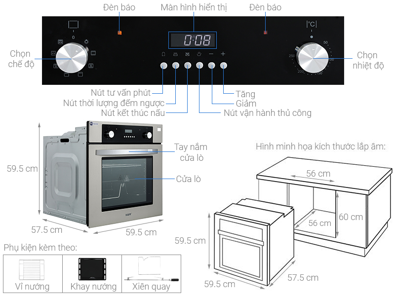 Lò nướng âm KAFF KF-901 60 lít