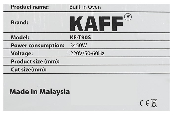 Lò nướng âm KAFF KF-T90S 67 lít Màu Đen