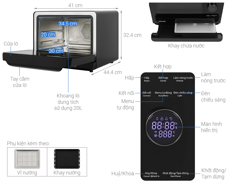 Lò nướng có hấp Toshiba MS3-STQ20SE(BK) 20 lít