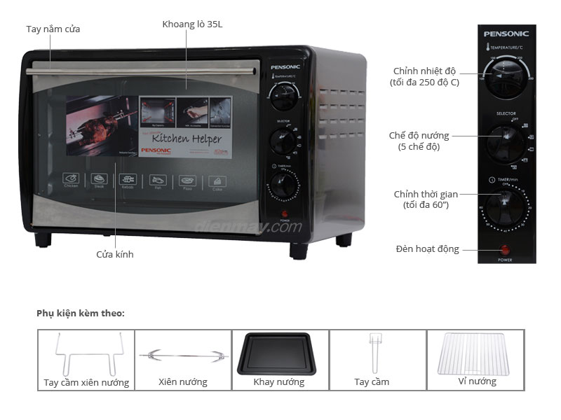 Lò nướng Pensonic AE-350N 35 lít
