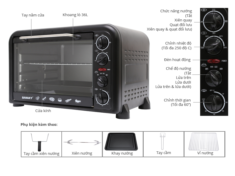 Thông số kỹ thuật Lò nướng Sanaky VH36S