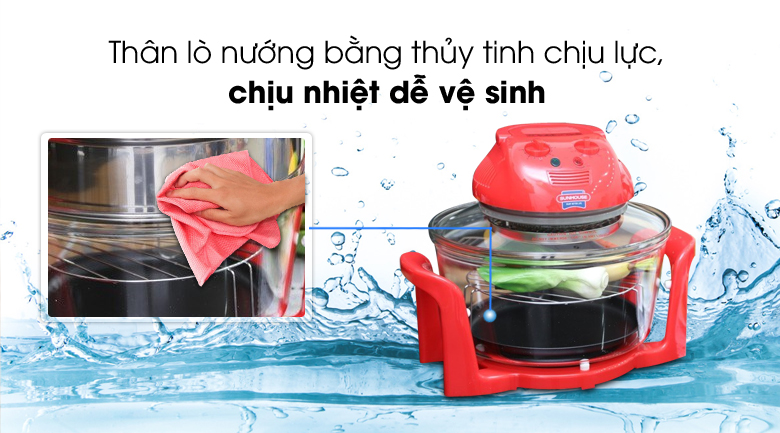 Lò nướng thủy tinh Sunhouse SH 410 12 lít Đỏ