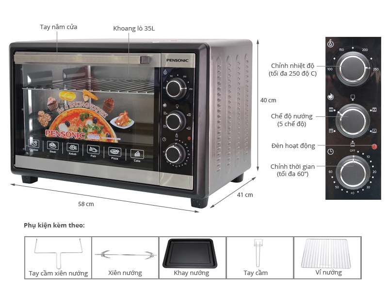 Lò nướng Pensonic PEO-3500 35 lít
