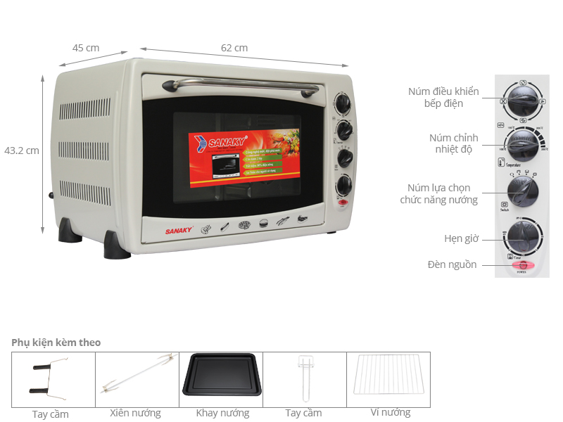 Lò nướng Sanaky VH509B 50 lít