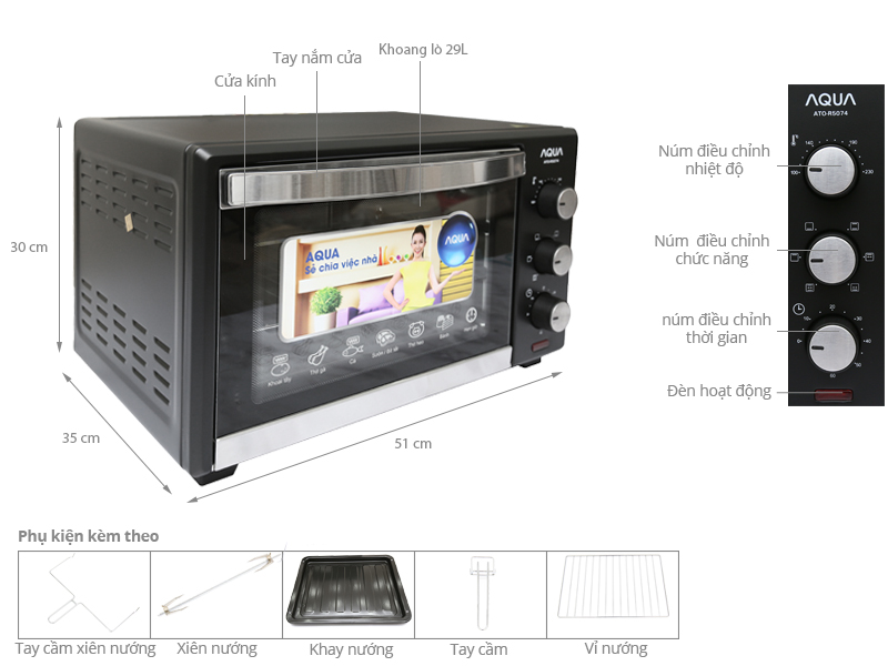 Lò nướng Aqua 29 lít ATO-R5074