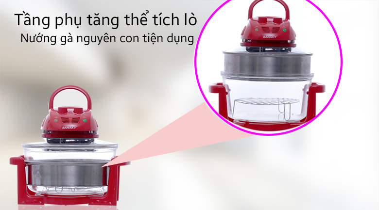 Lò nướng thủy tinh Sanaky VH 158D Màu Đỏ 15 lít