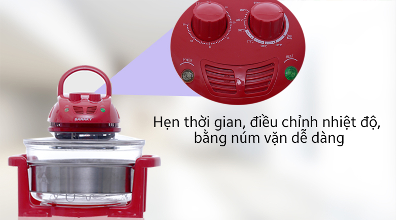 Lò nướng thủy tinh Sanaky VH 158D Màu Đỏ 15 lít