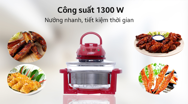 Lò nướng thủy tinh Sanaky VH 158D Màu Đỏ 15 lít