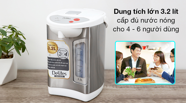 Bình thủy điện Delites EKA-3.8CG2 3.2 lít - Dung tích lớn 3.2 lít