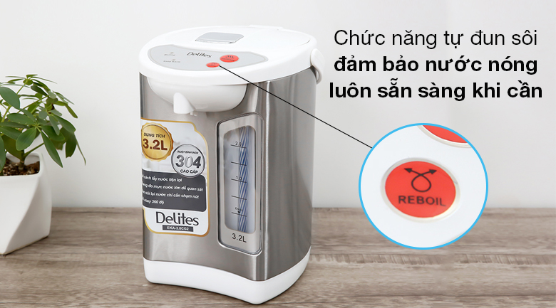 Bình thủy điện Delites EKA-3.8CG2 3.2 lít - Bình thủy điện sở hữu chức năng tự đun sôi k