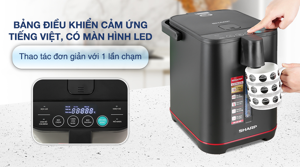 Bình thủy điện Sharp KP-40EBV-BK - Bảng điều khiển