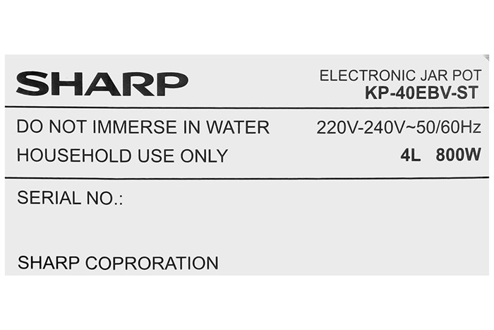 Bình thủy điện Sharp KP-40EBV-ST 4 lít Màu Inox