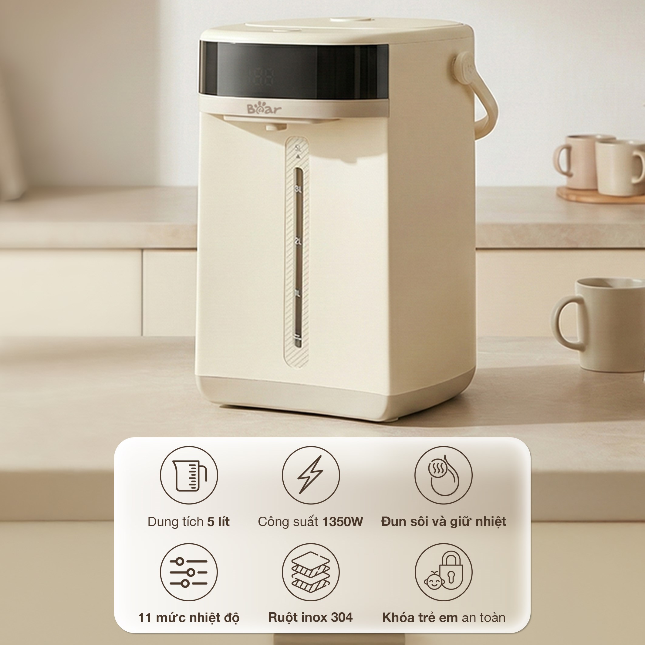 Bình thuỷ điện Bear EWB-5H50C62 5 lít