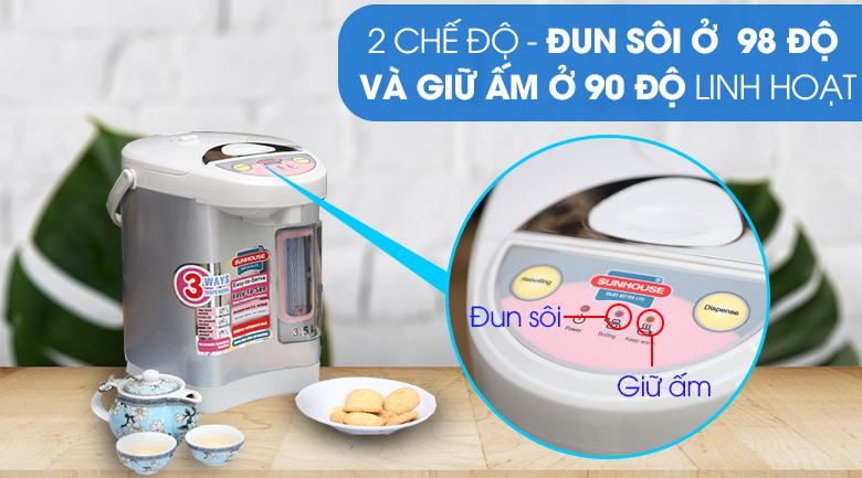 Bình thủy điện Sunhouse SH 1535 3.5 lít - Chế độ đun Bình thủy điện Sunhouse SH 1535 3.5 lít - Chế độ đun