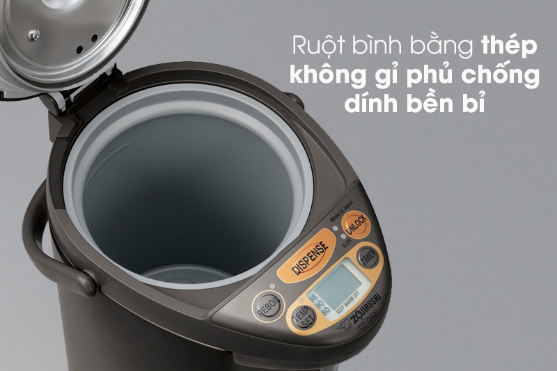 Ruột bình thủy điện bằng chất liệu thép không gỉ bền bỉ - Bình thủy điện Zojirushi CD-QAQ40-TA 4 lít