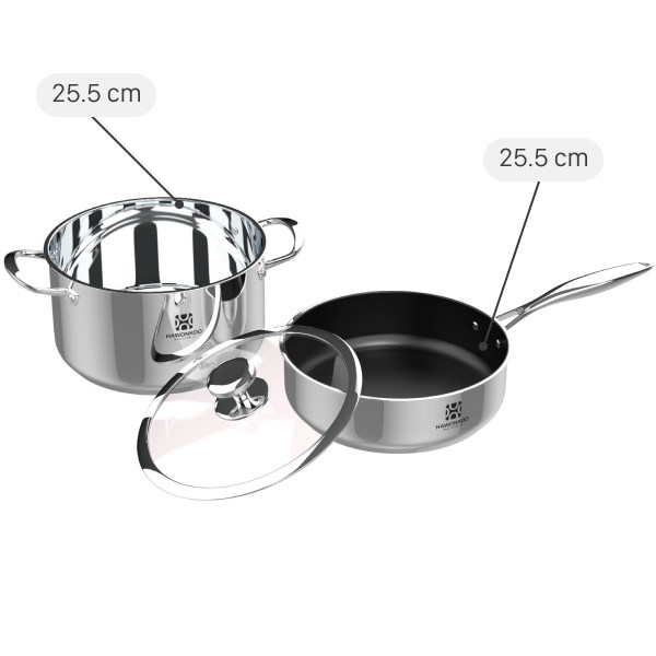 Bộ nồi chảo inox đáy từ Hawonkoo CWH-030