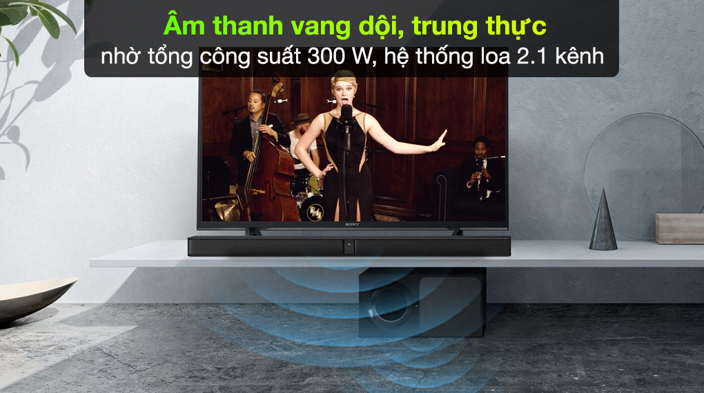 Dàn loa Sony HT-CT290/BM - Chất âm mạnh mẽ với công suất 300 W với hệ thống loa 2.1