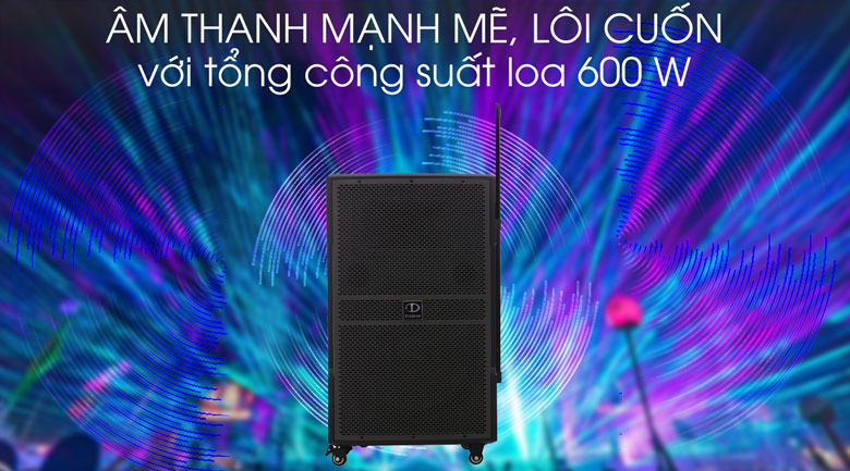 Âm thanh mạnh mẽ trên Loa kéo karaoke Dalton TS-15G600N 600W