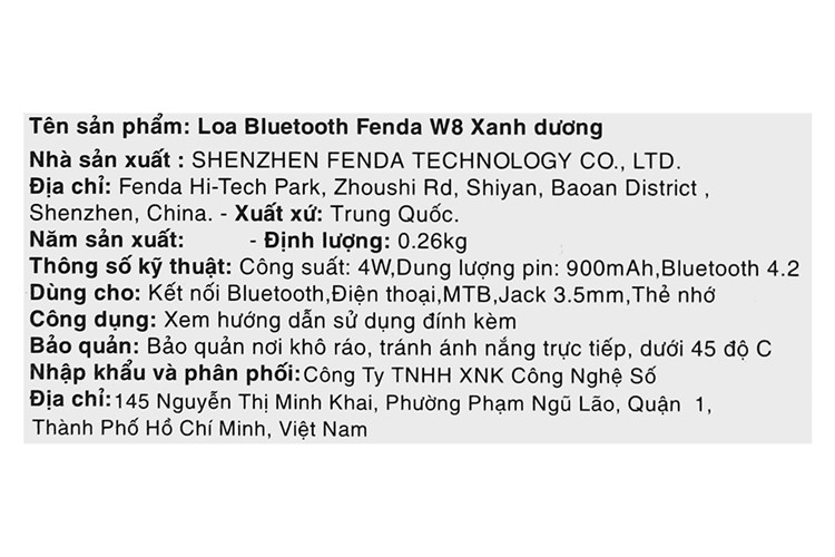 Loa Bluetooth Fenda W8 Màu Xanh Dương