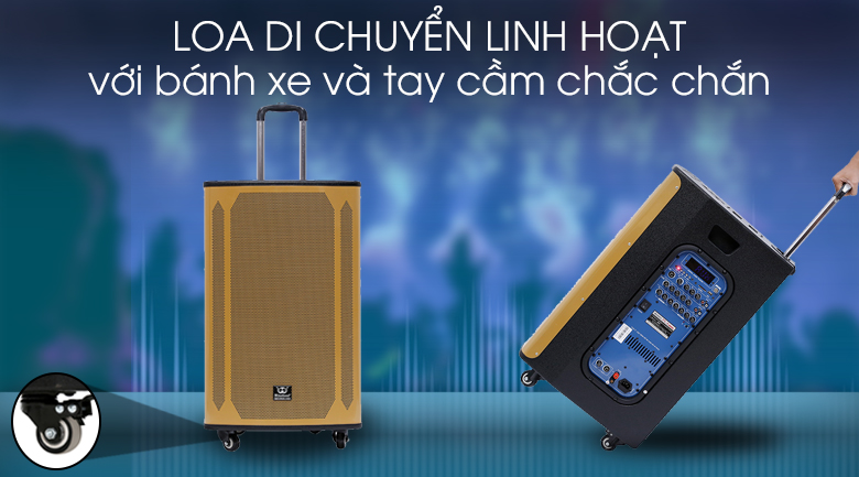 Trang bị bánh xe dễ dàng di chuyển của Loa kéo karaoke Rinton PL-9 400W