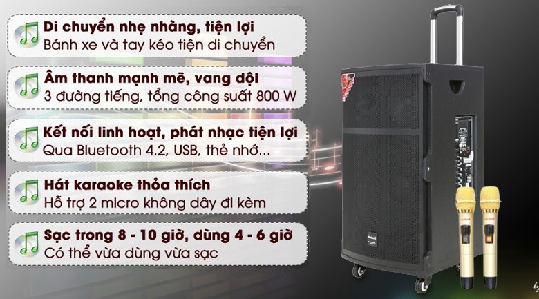Loa kéo Karaoke Mobell K1501 800W