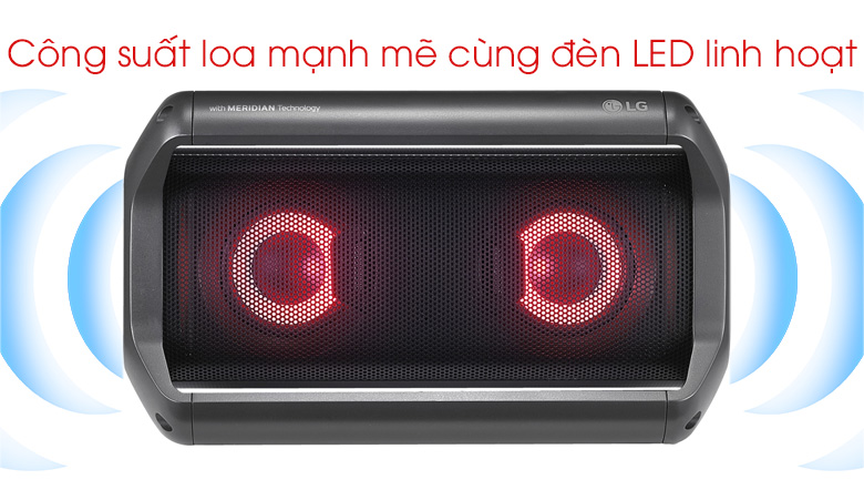 Công suất loa mạnh mẽ cùng đèn LED linh hoạt của Loa Bluetooth LG PK5