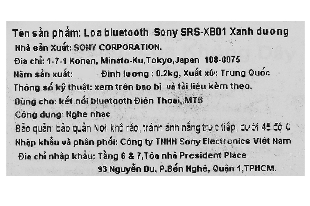 Loa Bluetooth Sony Extra Bass SRS-XB01 Màu Xanh Dương