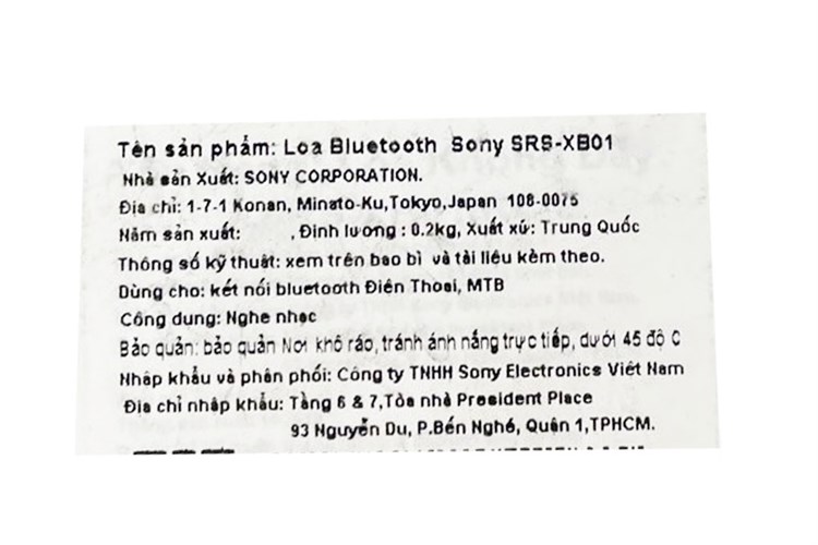 Loa Bluetooth Sony Extra Bass SRS-XB01 Màu Đen
