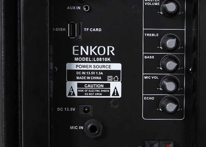 Loa Kéo Bluetooth Karaoke Enkor L0810K Đen 25W Màu Đen