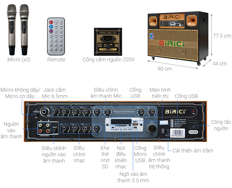 Loa điện karaoke Birici MX-700 450W