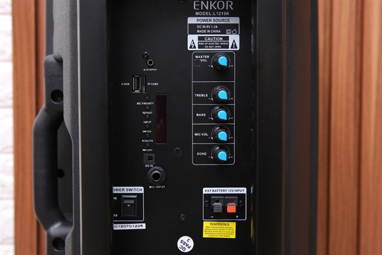 Loa kéo Bluetooth Karaoke Enkor L1218K Đen 16W Màu Đen