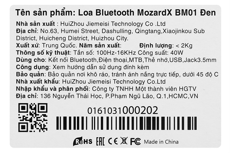 Loa Bluetooth MozardX BM01 Đen Màu Đen