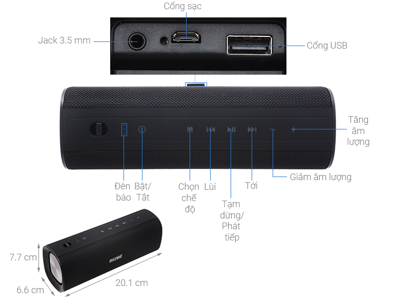 Loa Bluetooth Mozard H8030D Đen