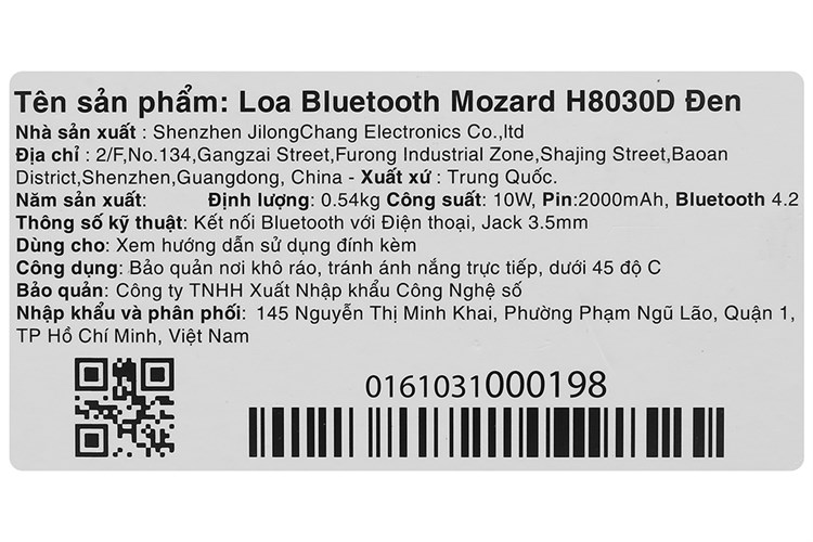 Loa Bluetooth Mozard H8030D Đen Màu Đen