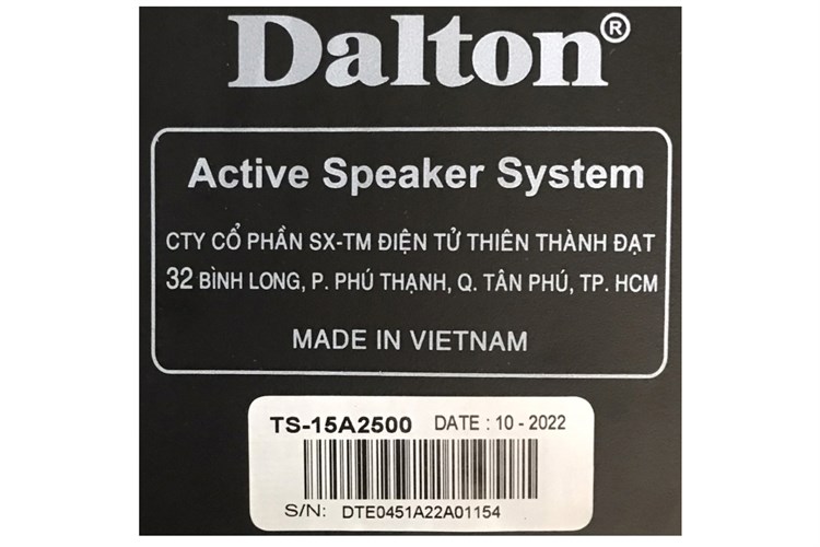 Loa điện karaoke Dalton TS - 15A2500 1600W Màu Đen