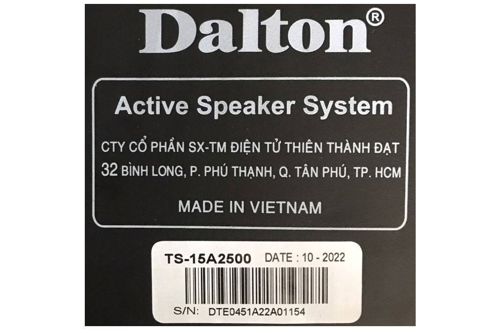 Loa điện karaoke Dalton TS - 15A2500 1600W Màu Đen