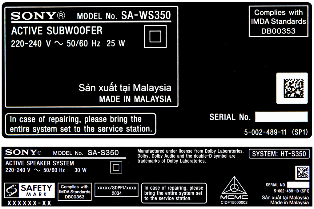 Bộ loa thanh Sony HT-S350 320W Màu Đen
