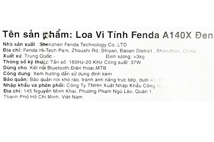 Loa vi tính Bluetooth Fenda A140X Đen Màu Đen