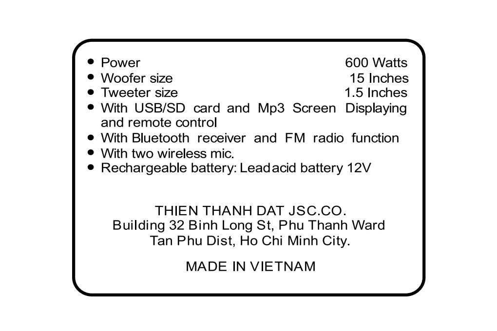 Loa kéo Karaoke Dalton TS-15G600X 600W Màu Đen - Xám