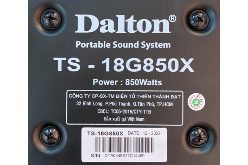 Loa kéo karaoke Dalton TS-18G850X 850W Màu Đen - Bạc