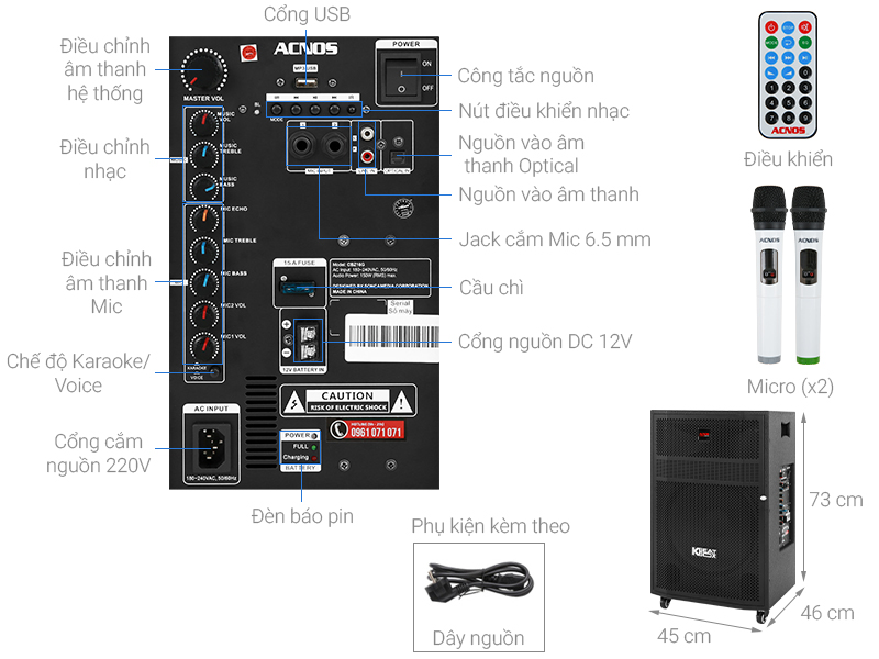 Loa Kéo Karaoke Acnos CBZ16G