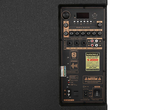 Loa kéo karaoke Nanomax S-2000 680W Màu Đen - Vàng