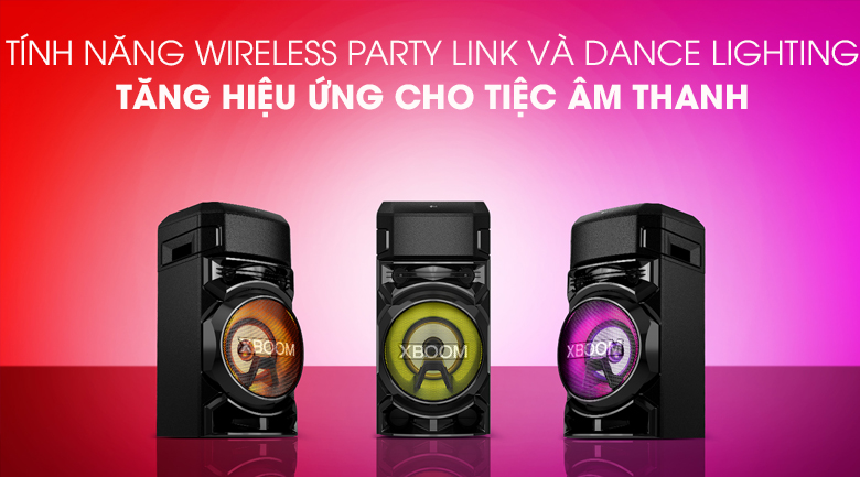 Loa Karaoke LG Xboom RN5 - chế độ Wireless Party Link cùng Dance Lighting