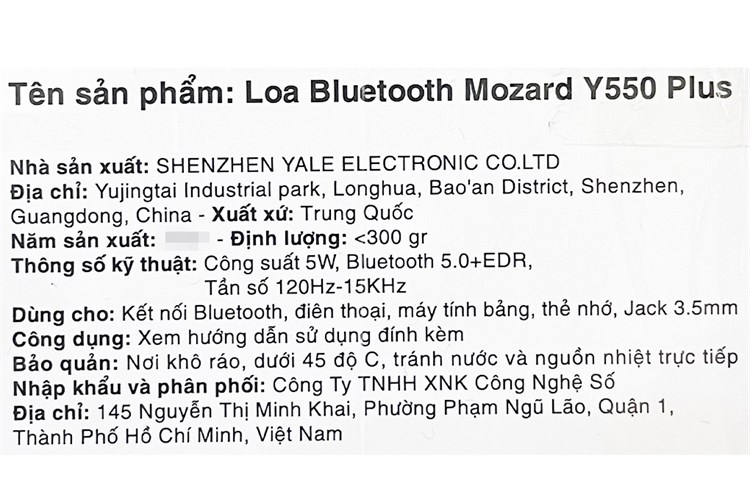 Loa Bluetooth Mozard Y550 Plus Màu Đen