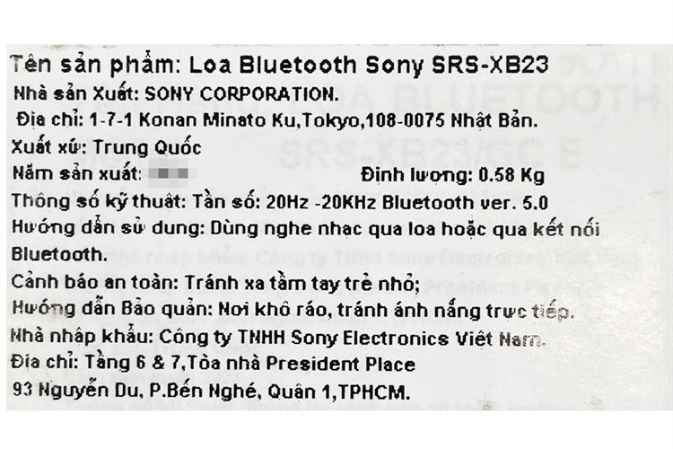 Loa Bluetooth Sony Extra Bass SRS-XB23 Màu Xanh Dương